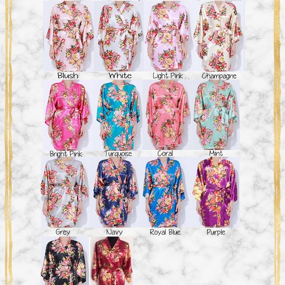 Floral Satin Robe, Bridesmaid Robe, Getting Ready - Picture 3 of 6